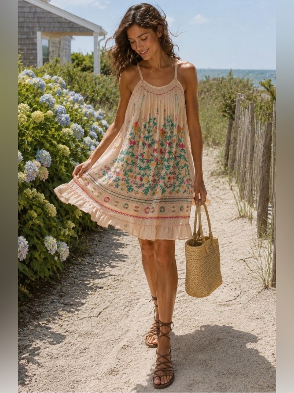 Anthropologie Akemi + Kin Cotton Embroidered Dress Size 0 Petite